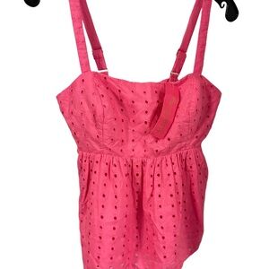 Lilly Pulitzer Michela Eyelet Cami in Pink Isle Hottie Dottie Eyelet Sz 6 NWT